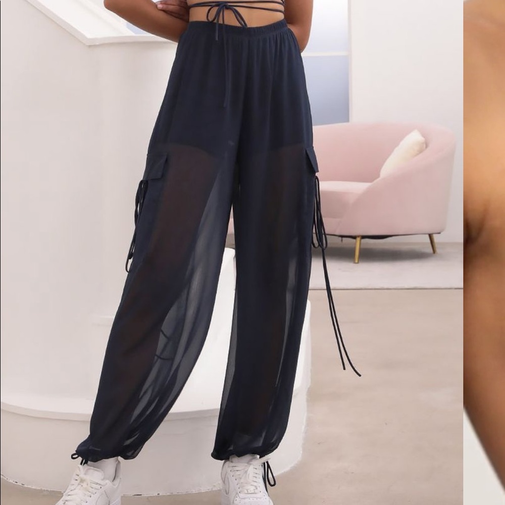 lucy in the sky Mya Pant Set In Navy Chiffon (S)